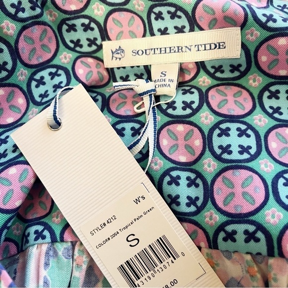 Southern Tide Blouse Womens Small Boho Top Tropical Blue Green Summer NWT Evelyn - Picture 9 of 11
